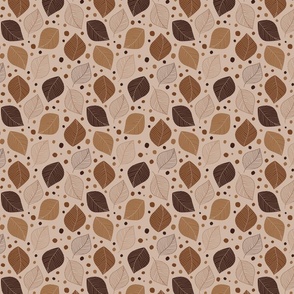Earth Tone Fall Leaves and Dots Small