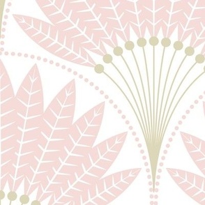 Art Deco Feather Fan / Pastel Pink / Large Scale