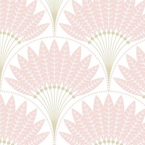 Spoonflower Fabric - Pink Art Deco Shell Fan Hot Geometric