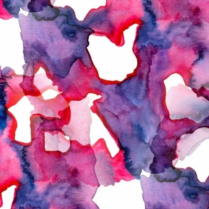 Magenta, Hot Pink, and Plum Purple on White, Abstract Artistic Watercolor  Large Scale