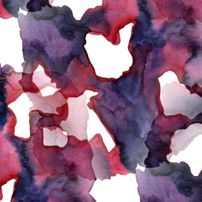 Large Scale Abstract Artistic Ethereal Watercolor in Violet, Fuchsia, White, and Magenta