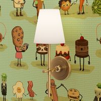 Anthropomorphic cute food Wallpaper 24 inch square repeat for wallpaper