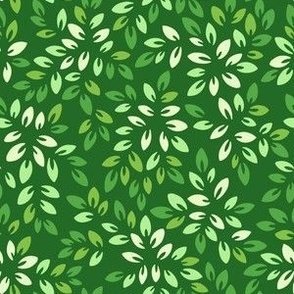 Green Ditsy Foliage. Cute Vivid Summer Leaves Pattern