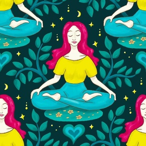 woman meditating in lotus position | large