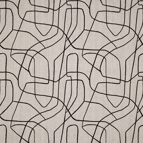 Abstract lines - Organic linen - Ink - Small Size 