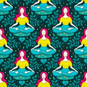 woman meditating in lotus position | medium