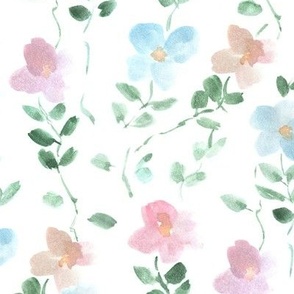 Spring bloom in Sardinia - watercolor pretty vine florals for nursery home decor wallpaper b126-1