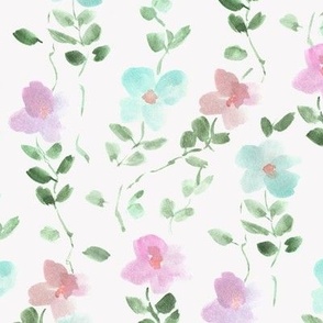 Spring bloom in Sardinia - watercolor pretty vine florals for nursery home decor wallpaper b126-3