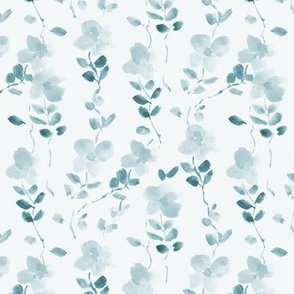 Denim blue Spring bloom in Sardinia - watercolor pretty vine florals for nursery home decor wallpaper b126-8