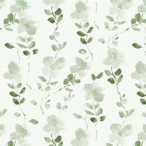 Khaki Spring bloom in Sardinia - watercolor green flora pretty vine florals for nursery home decor wallpaper b126-9