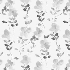 Noir Spring bloom in Sardinia - watercolor pretty grey vine florals for nursery home decor wallpaper b126-10