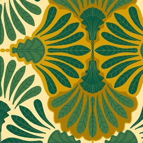 Tropical art deco leaves - Large - butter