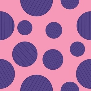 Striped Purple Polka Dots on Pink