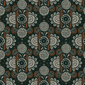 Pre-Colombian Floral // large / dark green