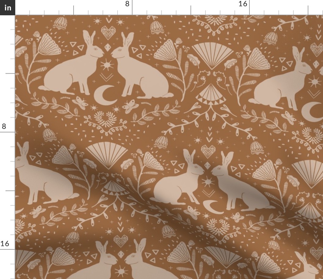 Rabbit art deco copper sand - Rabbit Fortune Collection- earth tones