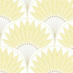 Art Deco Feather Fan / Pastel Yellow / Regular Scale