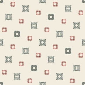Cohesion 17-04: Retro Cross Weave Seamless Pattern (Christmas, Holly, Tree, Red, Green, Cream)