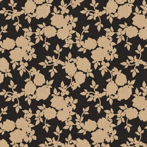 Florals Beige on Charcoal