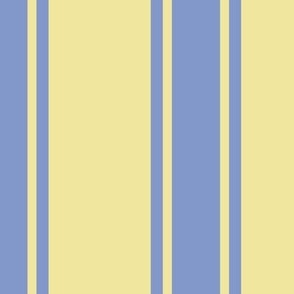 French Country Ticking Stripes in Butter Yellow + Periwinkle Blue