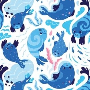 Blue little  seals 