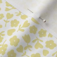 French Country Ditsy Heart Floral in White + Butter Yellow