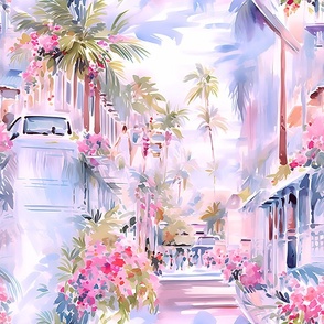 Worth Avenue Wonderland  - Pink  Wallpaper