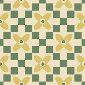 squares and flowers motif