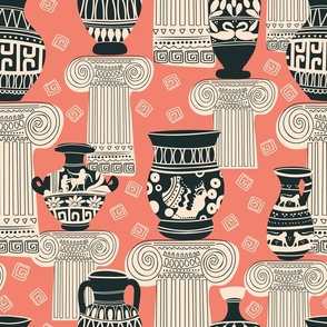 Ancient Greek Pottery pink background medium size