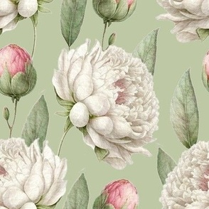 White peony watercolor elegant pastel summer floral