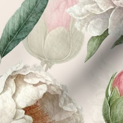 White peony watercolor elegant pastel summer floral (Large)
