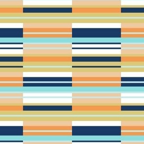 squares and stripes in blue and orange