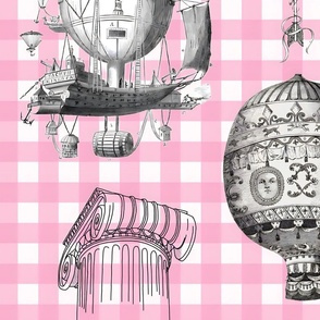 Air balloons on pink gingham
