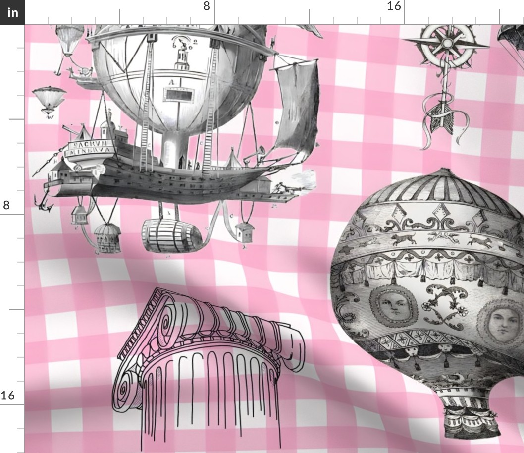 Air balloons on pink gingham