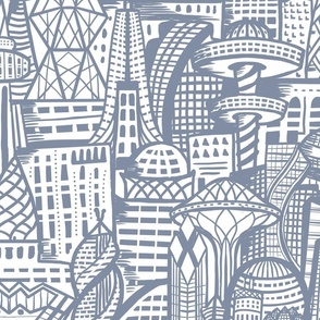 My Home office city line art wallpaper scale 24"
