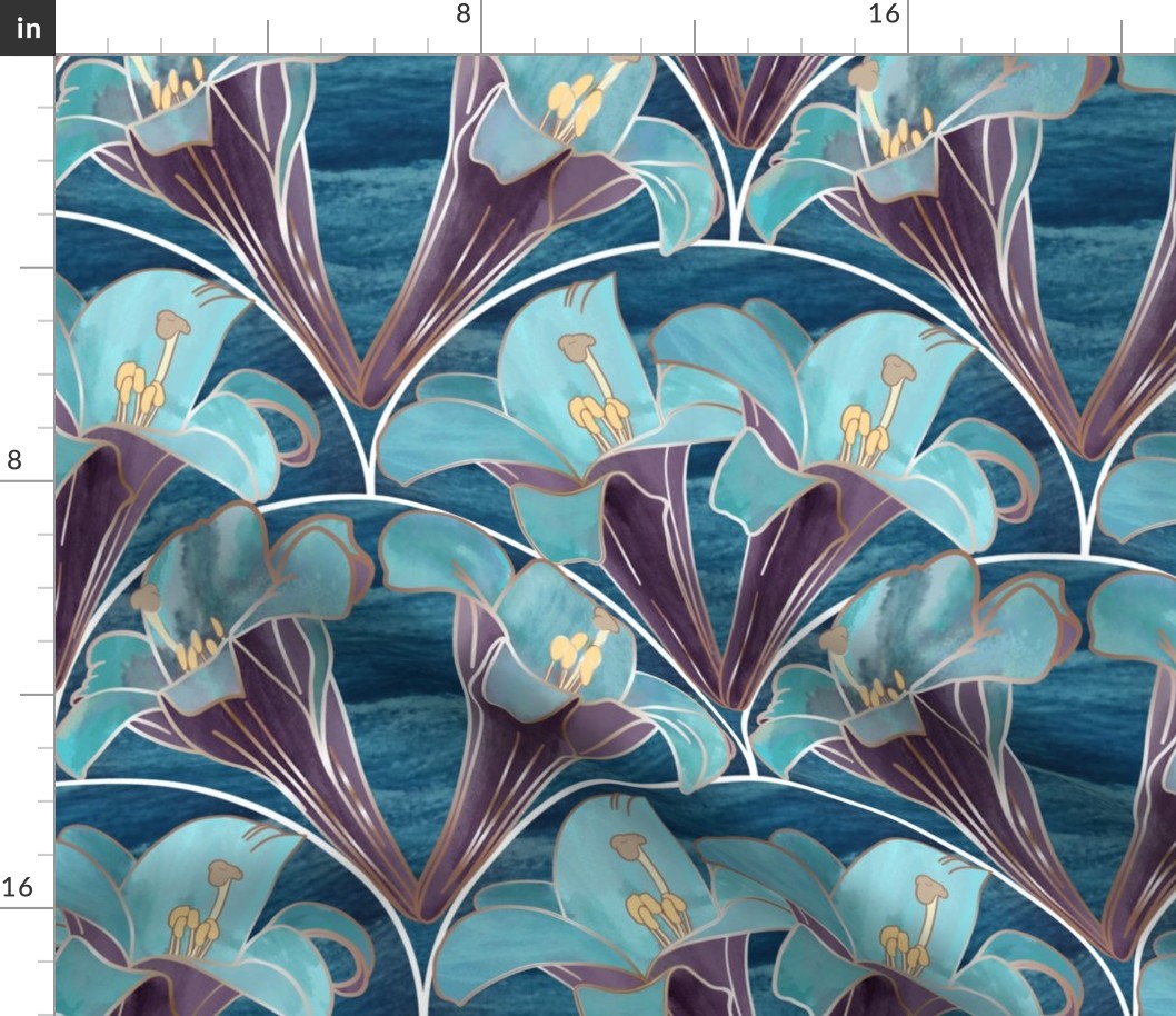 Art Deco Stained Glass Lilies - Medium