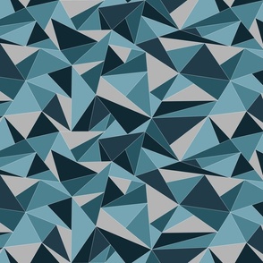Fractal Triangles in Gray & Blue - Small Scale