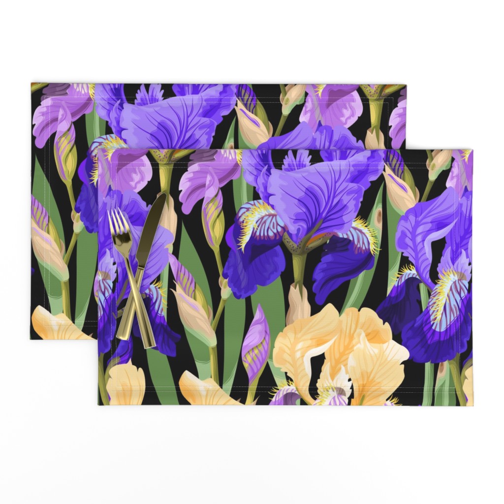 Purple Violet and Pale Yellow Irises Allover