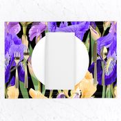 Purple Violet and Pale Yellow Irises Allover