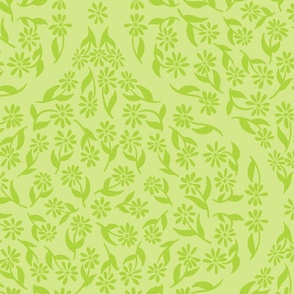 Spring Lime and Honeydew Green Floral Ogee by Angel Gerardo - Jumbo Scale