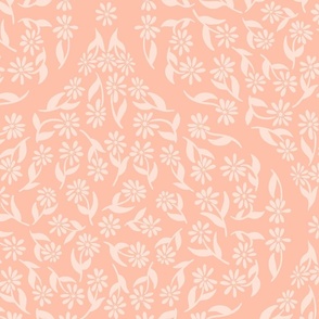 Peach and Apricot Blush Floral Ogee by Angel Gerardo - Jumbo Scale