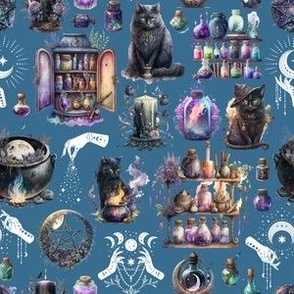Small Scale Potions and Cats Teal