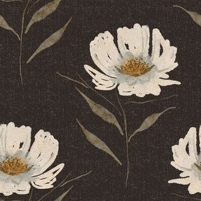 loose cream peony flower dark brown