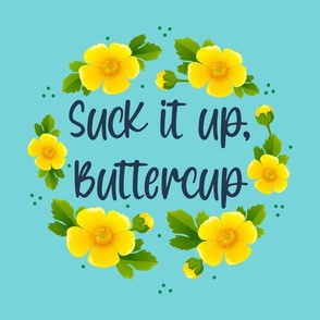 18x18 Panel Suck It Up Buttercup Yellow Flowers for DIY Throw Pillow or Cushion Cover