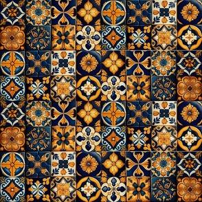 blue & yellow floral tiles
