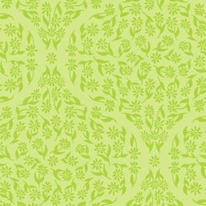 Spring Lime and Honeydew Green Floral Ogee by Angel Gerardo - Large Scale