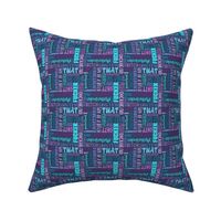 Small Scale Swear Word Scatter in Blues and Purples on Navy