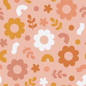 Aria - Orange Funky Floral Print