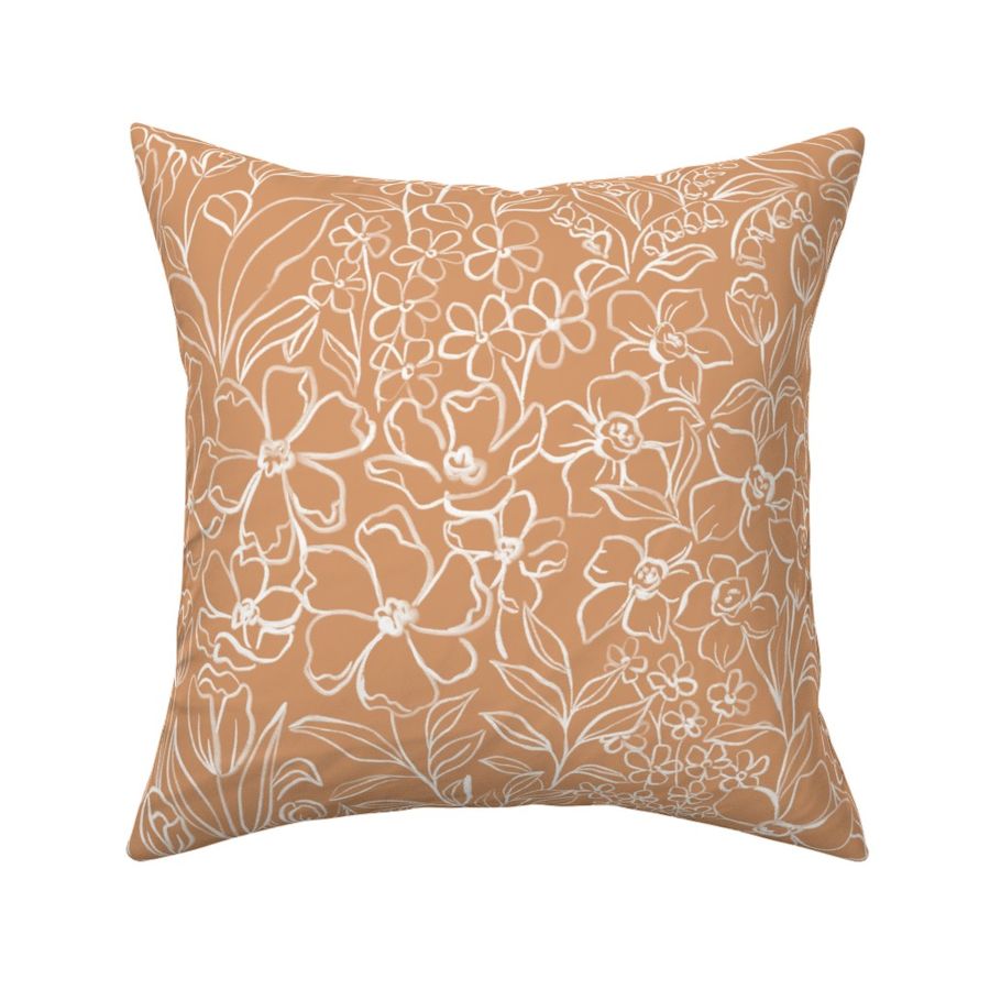 Della - Orange Floral Scribble Print