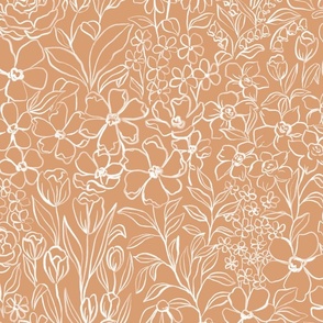 Della - Orange Floral Scribble Print
