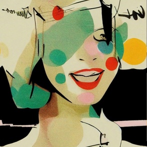 Circles Abstract Nonsensical Fashion Model Lady Colorful Illustration 03